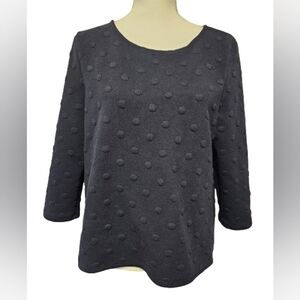 W5 Anthropologie Navy Raised Polka Dot Top Women's Size Large